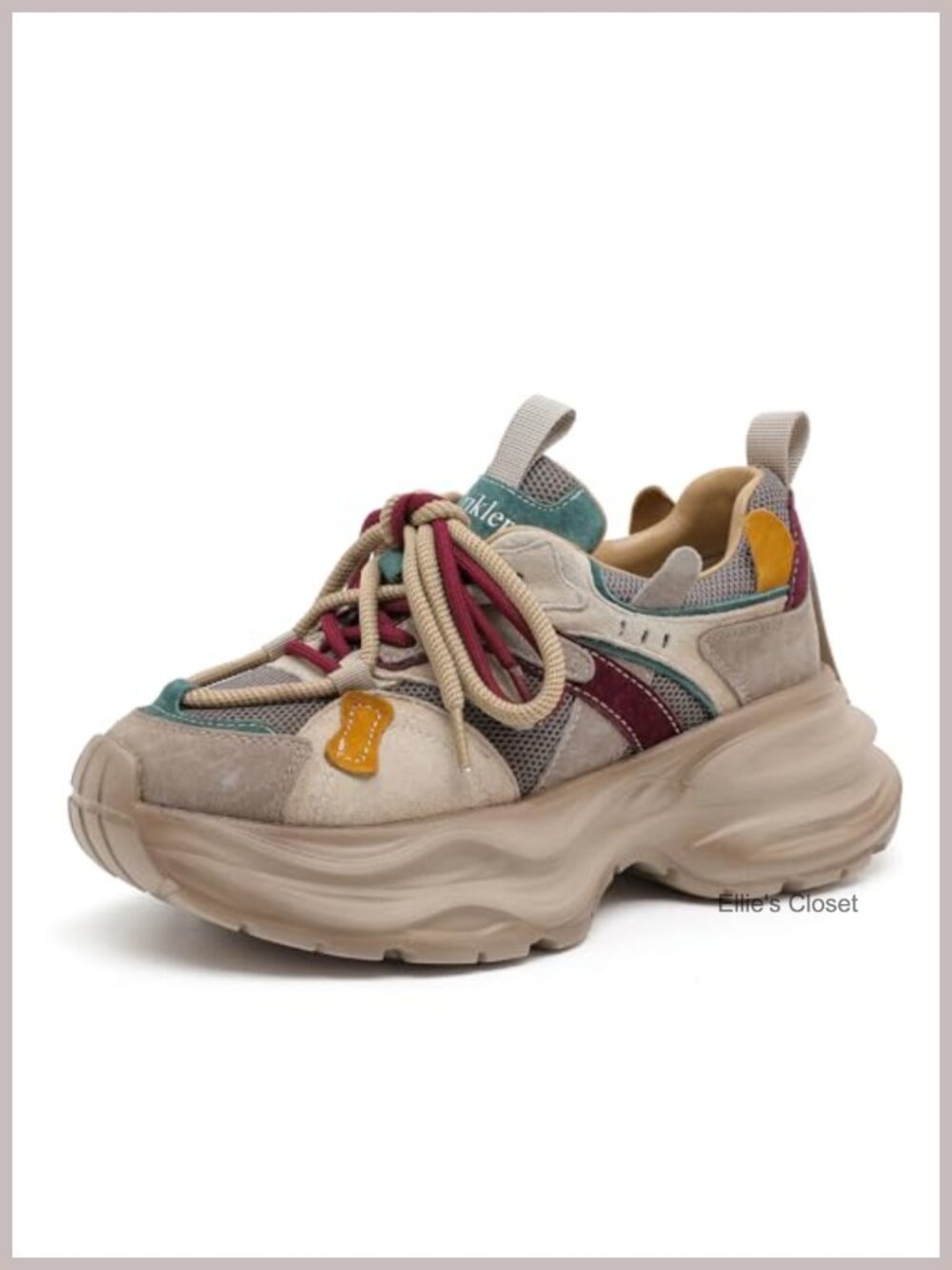 Women's Chunky Platform Sneakers Lace Up Breathable Casual Walking Shoes